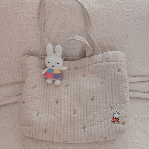 Handbags - Miffy Bag cotton embrodary with mascot keychain